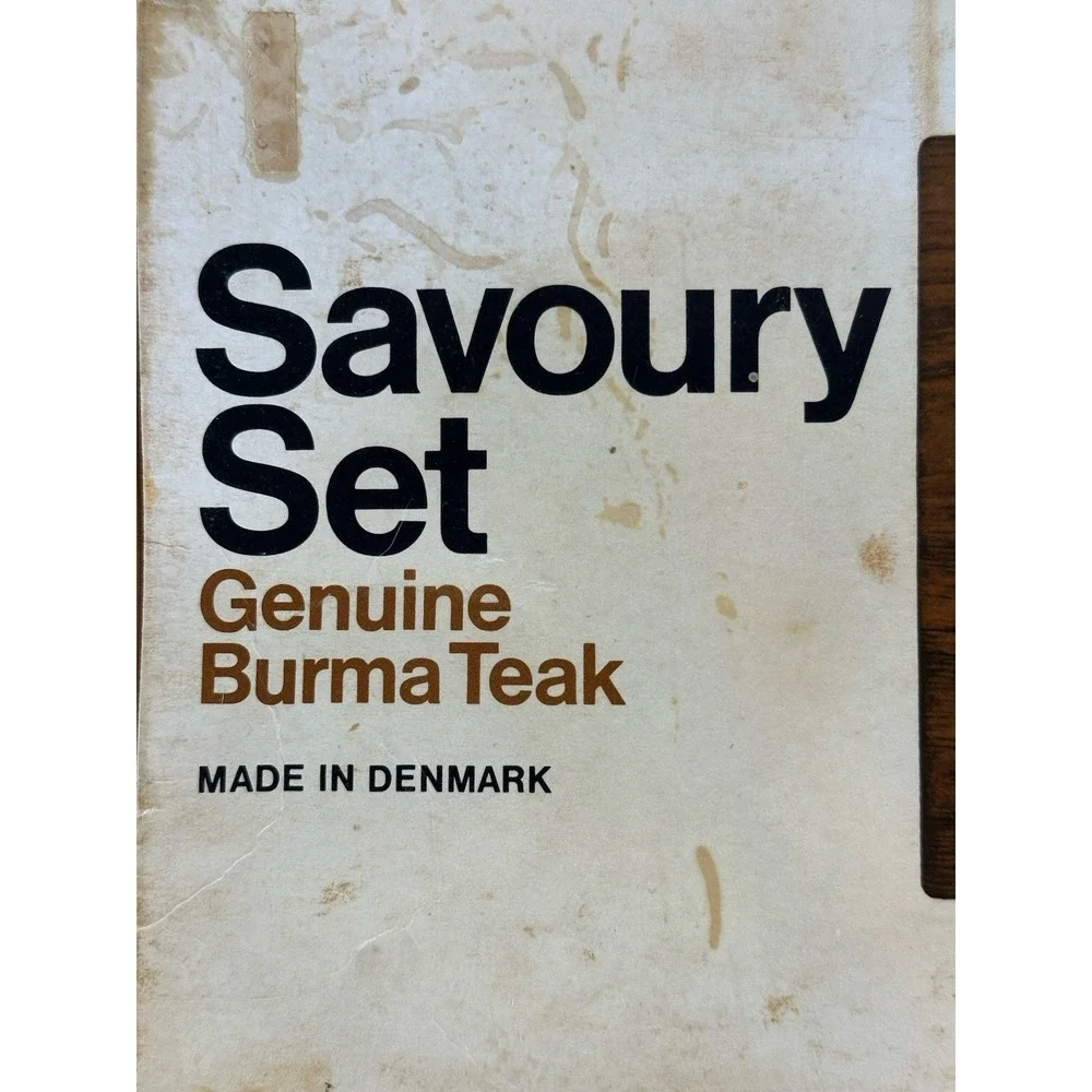 Vintage‎ Genuine Burma Teak Serving Set 5 Piece Made In Denmark Savoury Set NIB